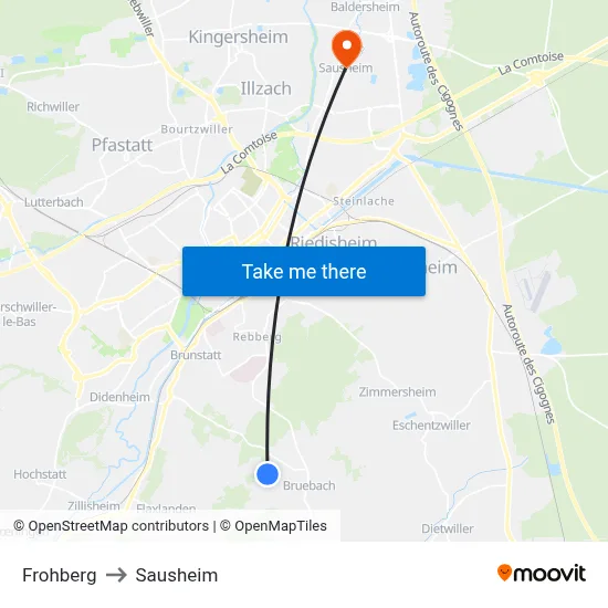Frohberg to Sausheim map