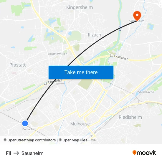 Fil to Sausheim map