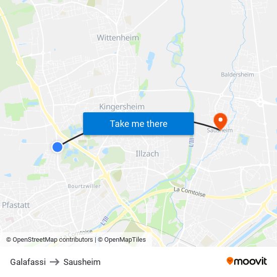 Galafassi to Sausheim map
