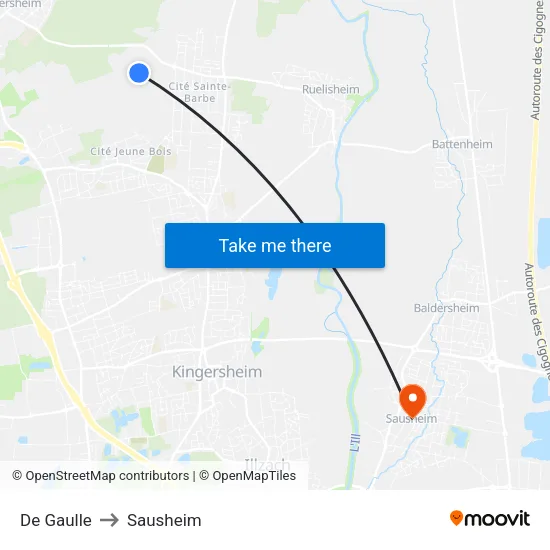 De Gaulle to Sausheim map