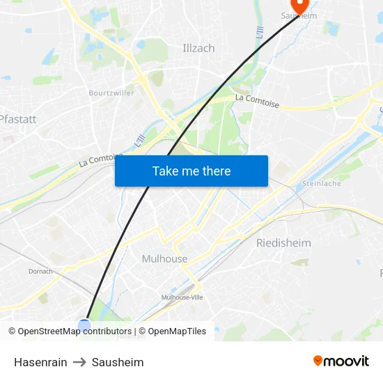 Hasenrain to Sausheim map