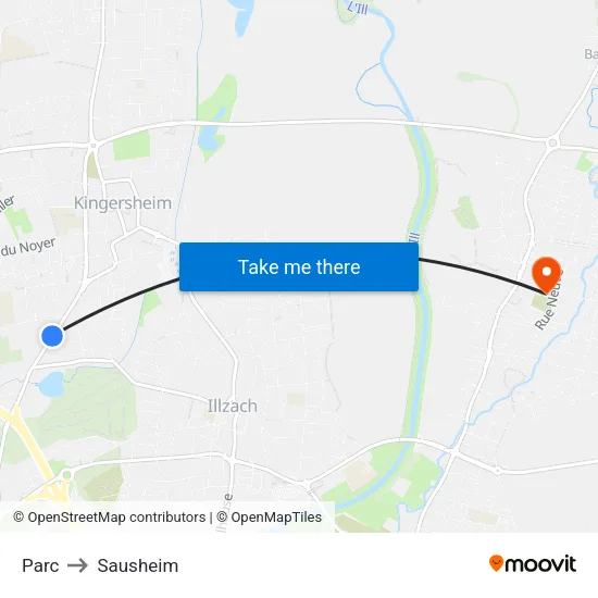 Parc to Sausheim map