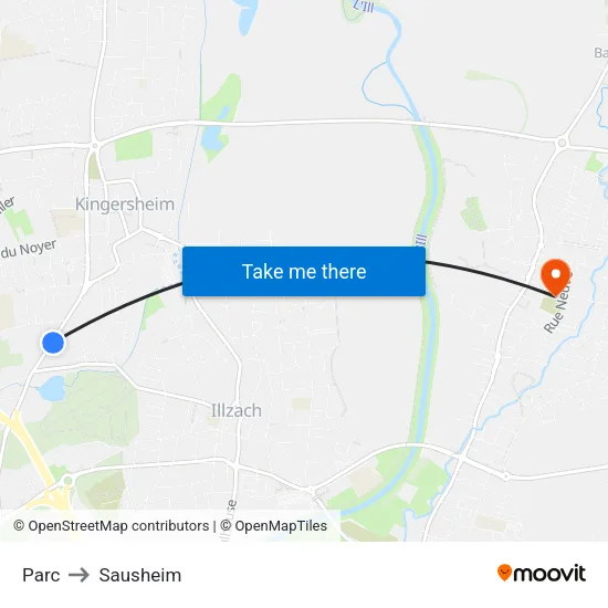Parc to Sausheim map