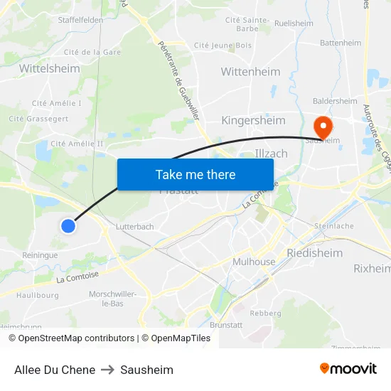 Allee Du Chene to Sausheim map