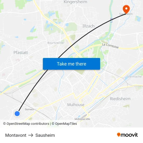 Montavont to Sausheim map