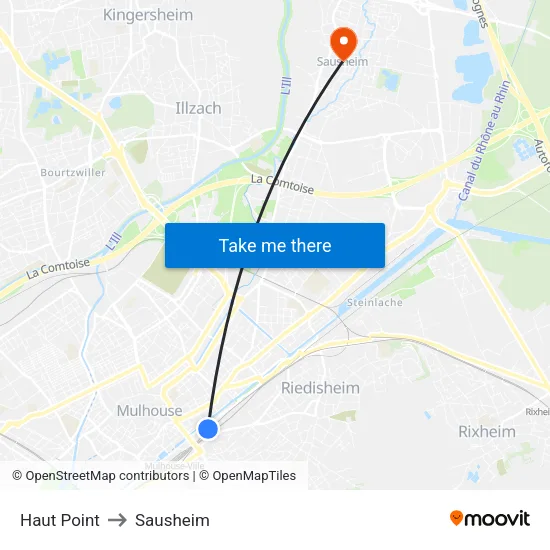 Haut Point to Sausheim map