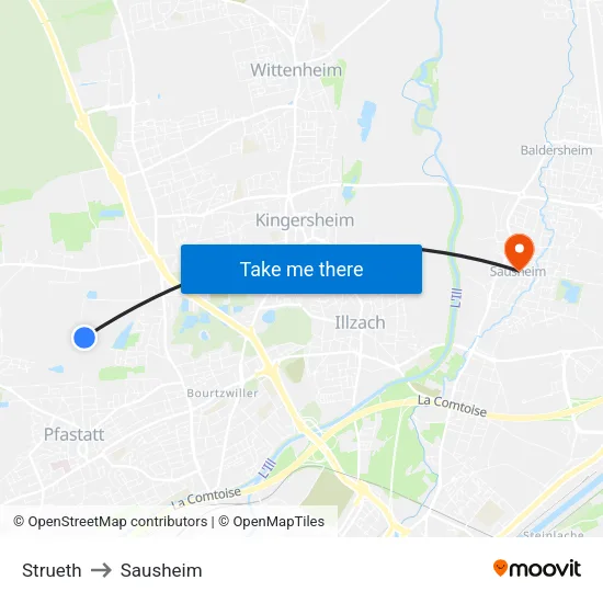 Strueth to Sausheim map