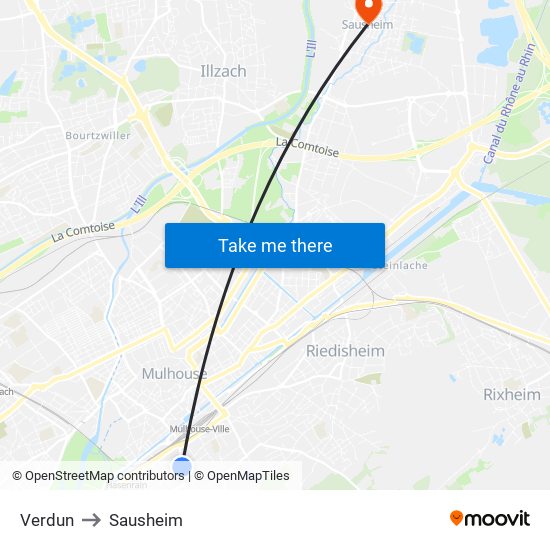 Verdun to Sausheim map