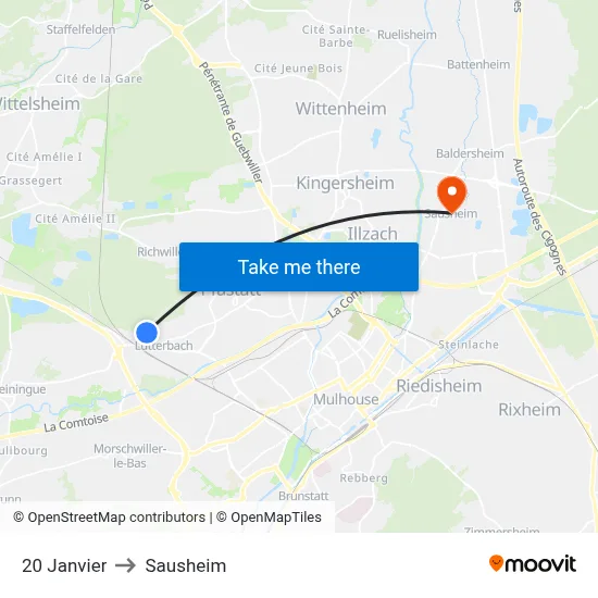 20 Janvier to Sausheim map