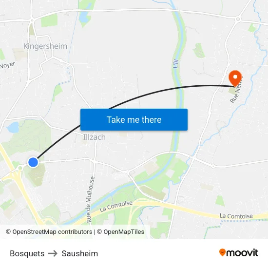 Bosquets to Sausheim map