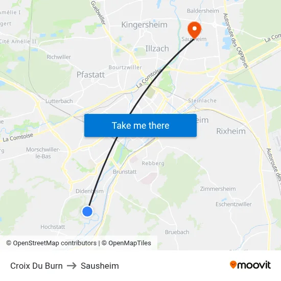 Croix Du Burn to Sausheim map