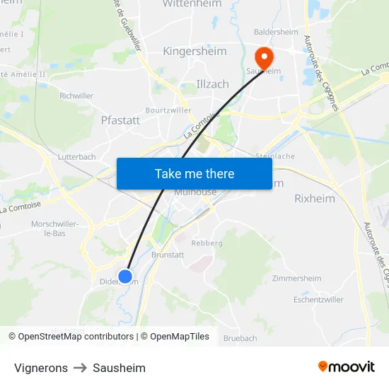 Vignerons to Sausheim map