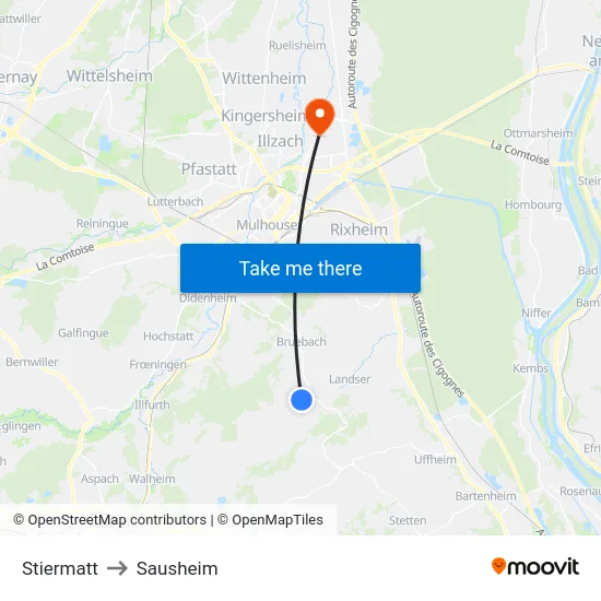 Stiermatt to Sausheim map