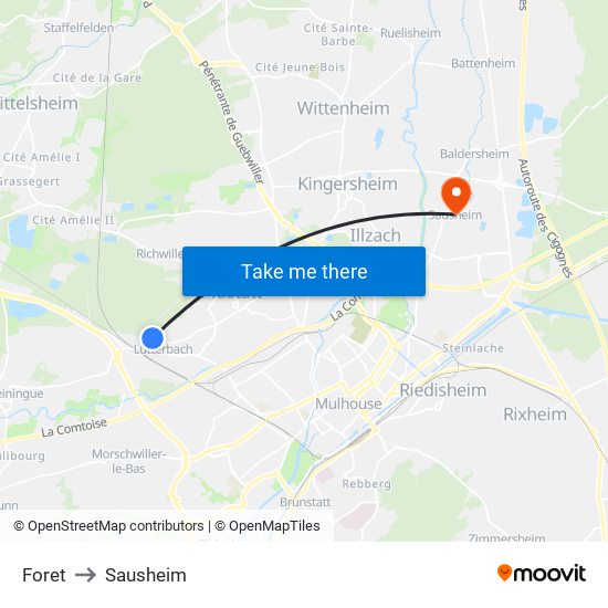 Foret to Sausheim map