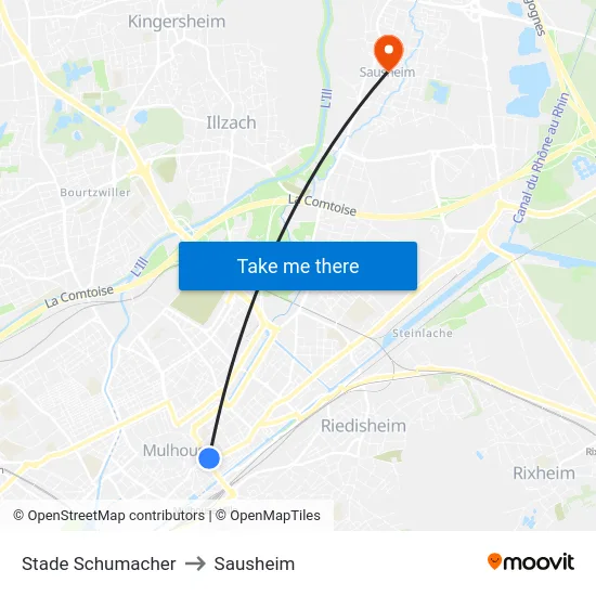 Stade Schumacher to Sausheim map