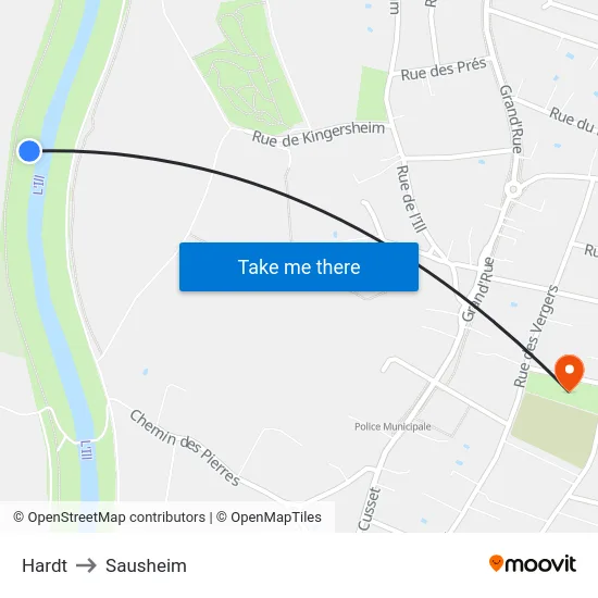 Hardt to Sausheim map