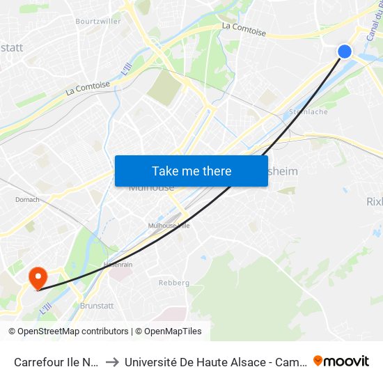 Carrefour Ile Napoleon to Université De Haute Alsace - Campus De L'Illberg map