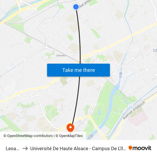 Lesage to Université De Haute Alsace - Campus De L'Illberg map