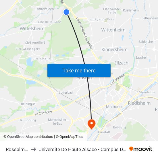 Rossalmend to Université De Haute Alsace - Campus De L'Illberg map