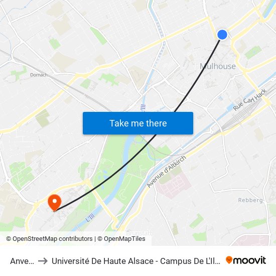 Anvers to Université De Haute Alsace - Campus De L'Illberg map