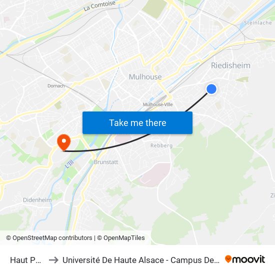 Haut Point to Université De Haute Alsace - Campus De L'Illberg map