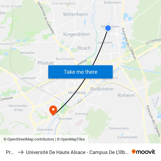 Pres to Université De Haute Alsace - Campus De L'Illberg map