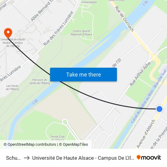 Schultz to Université De Haute Alsace - Campus De L'Illberg map