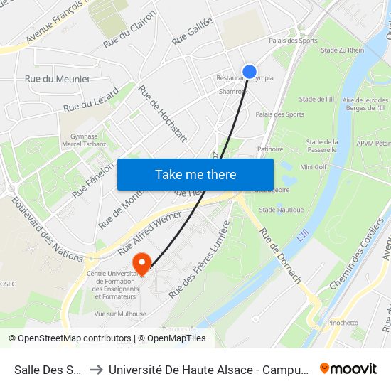 Salle Des Sports to Université De Haute Alsace - Campus De L'Illberg map