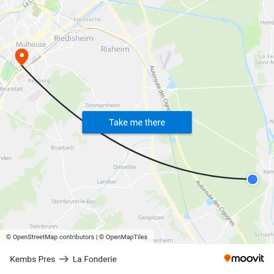 Kembs Pres to La Fonderie map