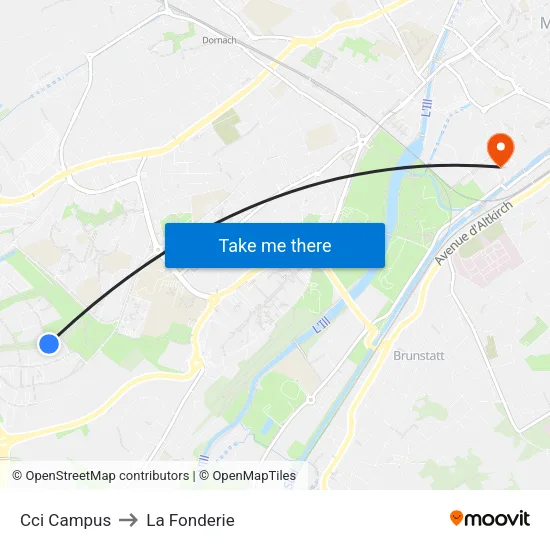 Cci Campus to La Fonderie map