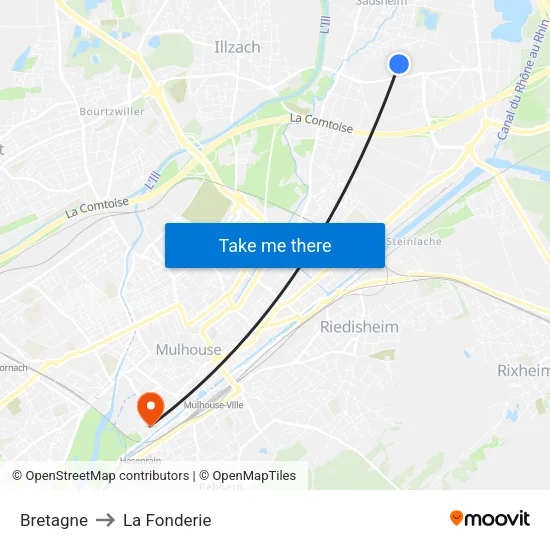 Bretagne to La Fonderie map