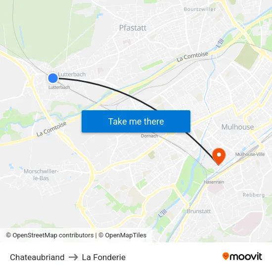 Chateaubriand to La Fonderie map