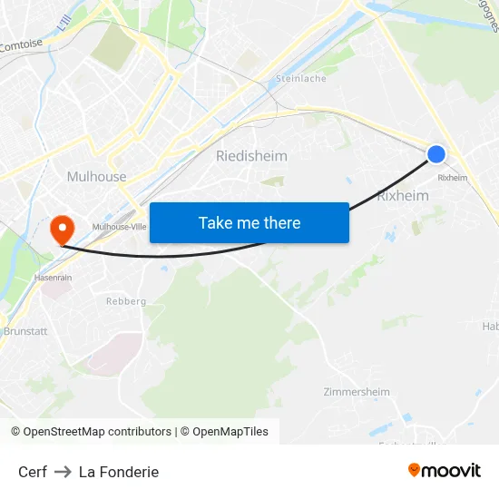 Cerf to La Fonderie map