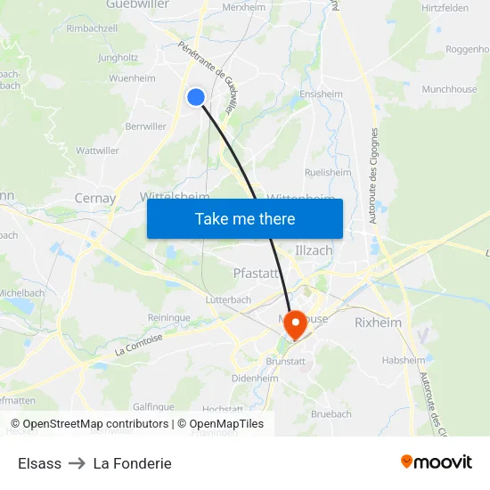 Elsass to La Fonderie map