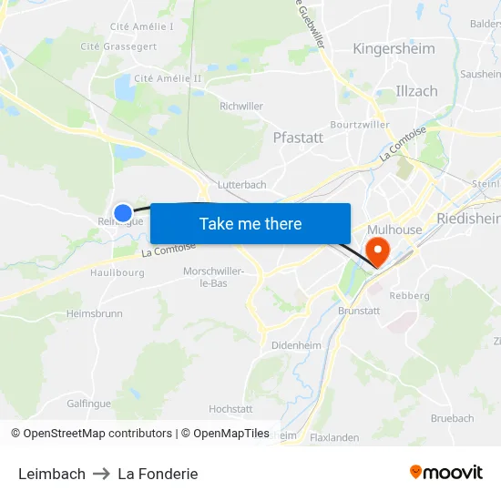 Leimbach to La Fonderie map
