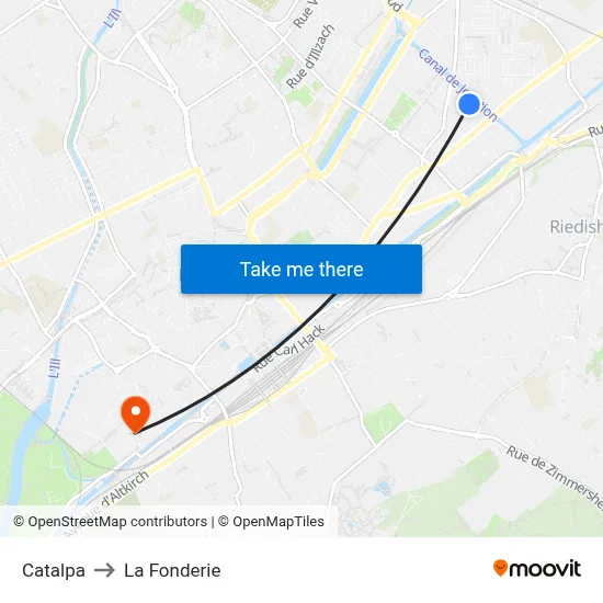 Catalpa to La Fonderie map