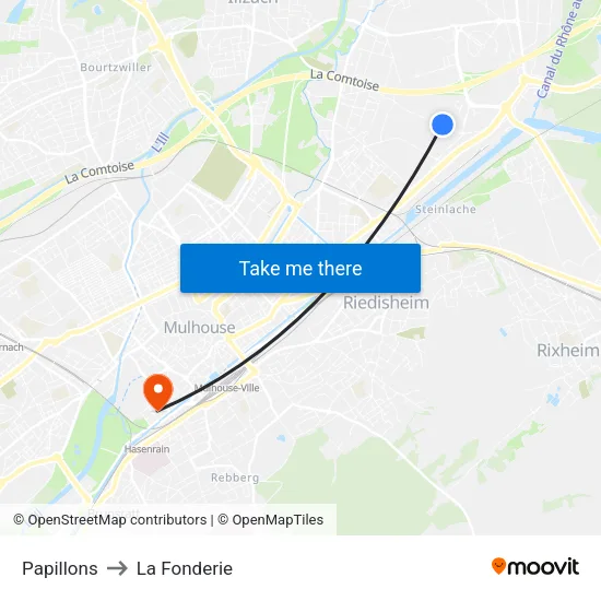 Papillons to La Fonderie map