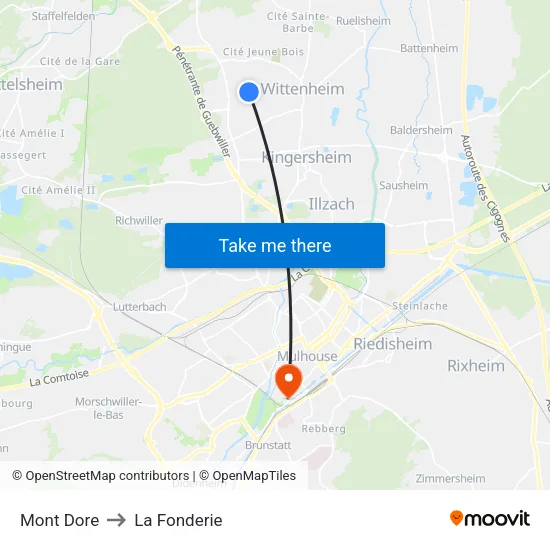 Mont Dore to La Fonderie map