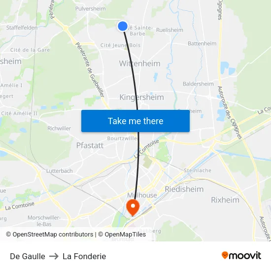 De Gaulle to La Fonderie map