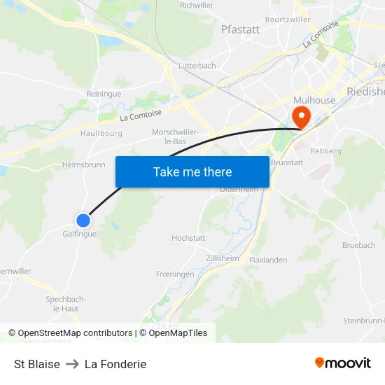 St Blaise to La Fonderie map