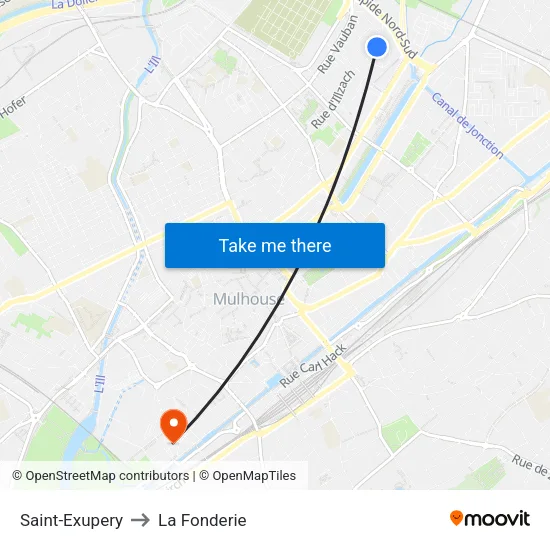 Saint-Exupery to La Fonderie map