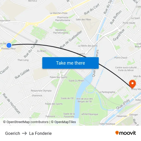 Goerich to La Fonderie map