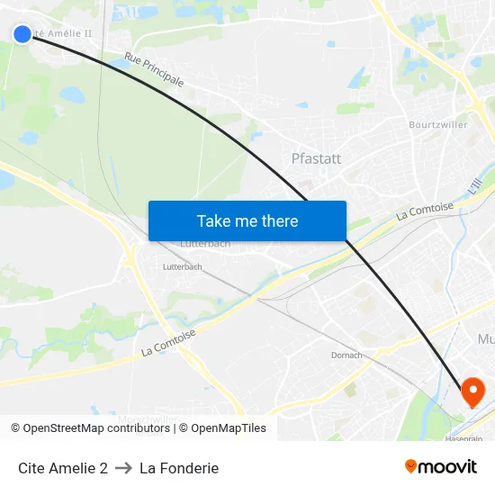 Cite Amelie 2 to La Fonderie map