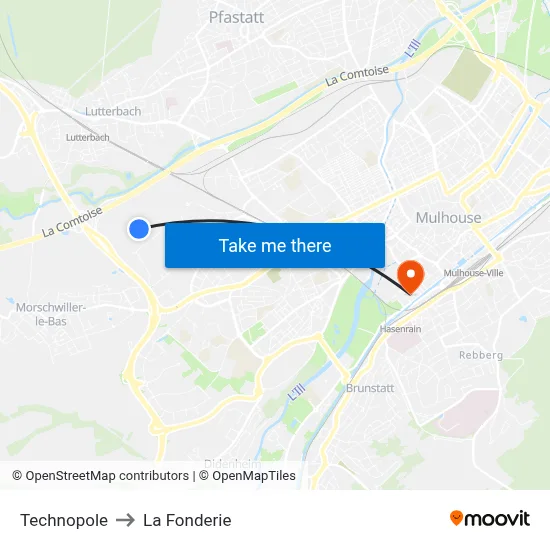 Technopole to La Fonderie map