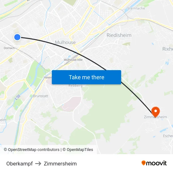 Oberkampf to Zimmersheim map