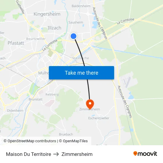 Maison Du Territoire to Zimmersheim map