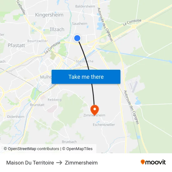 Maison Du Territoire to Zimmersheim map