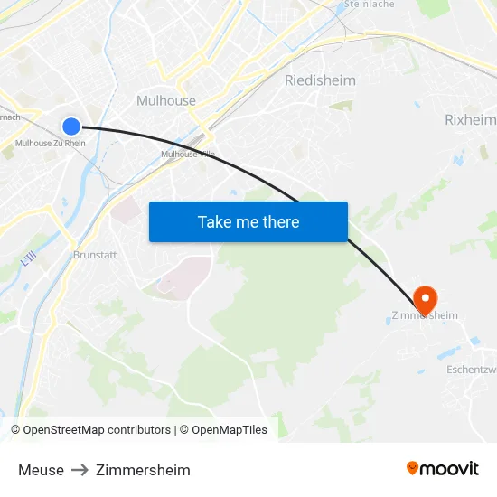 Meuse to Zimmersheim map