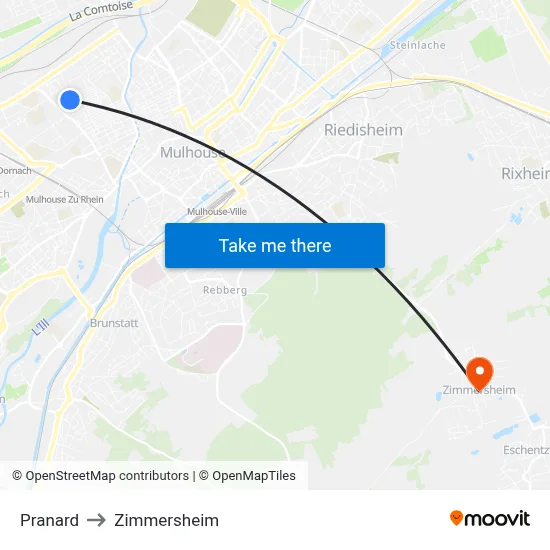 Pranard to Zimmersheim map