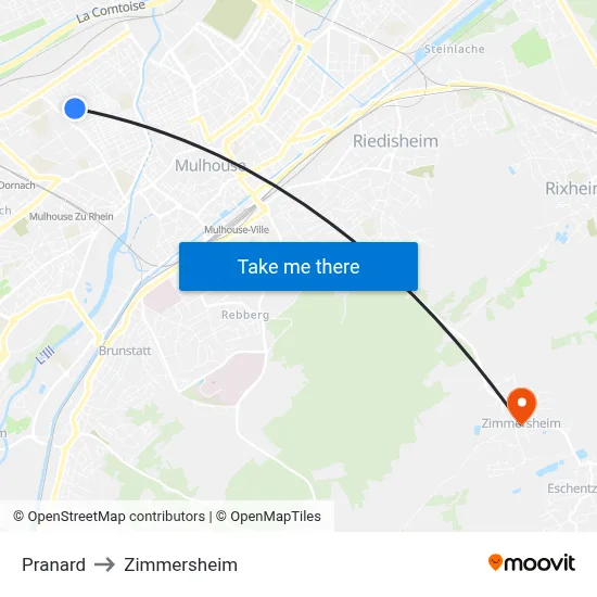 Pranard to Zimmersheim map